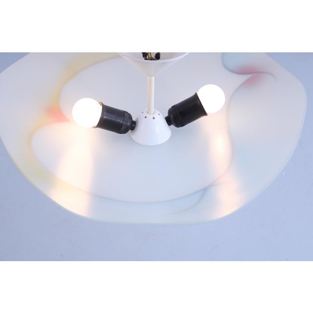 White Glass Colored Dish Ceiling Lamp, 1950s For Sale - Image 8 of 15