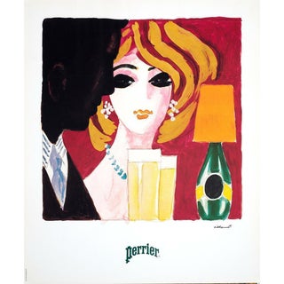 Perrier Poster Cocktail Mondaine by Bernard Villemot 1983 Original For Sale