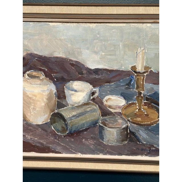 M. Broquist, Still Life with Candlestick, 1959, Oil on Canvas, Framed For Sale - Image 13 of 18