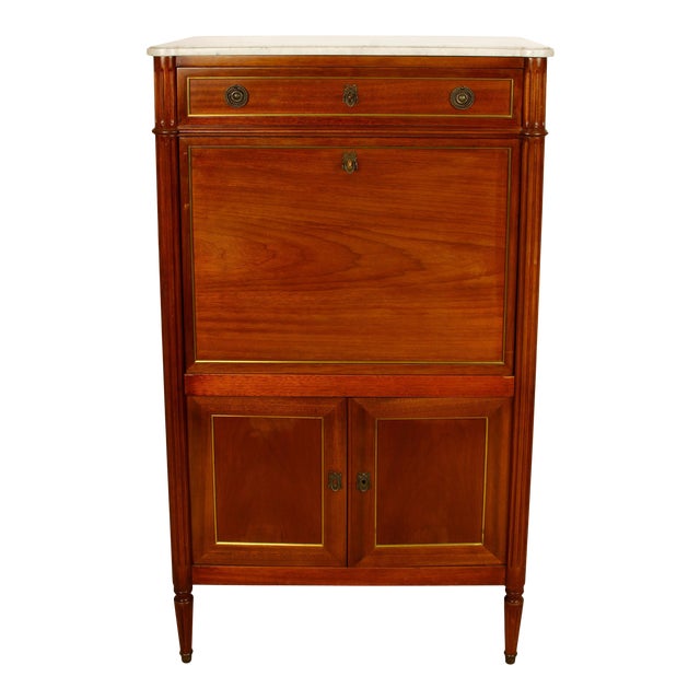 French Louis XVI Style Marble Top Secretary or Bar C. 1940 For Sale