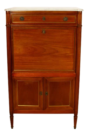 French Louis XVI Style Marble Top Secretary or Bar C. 1940