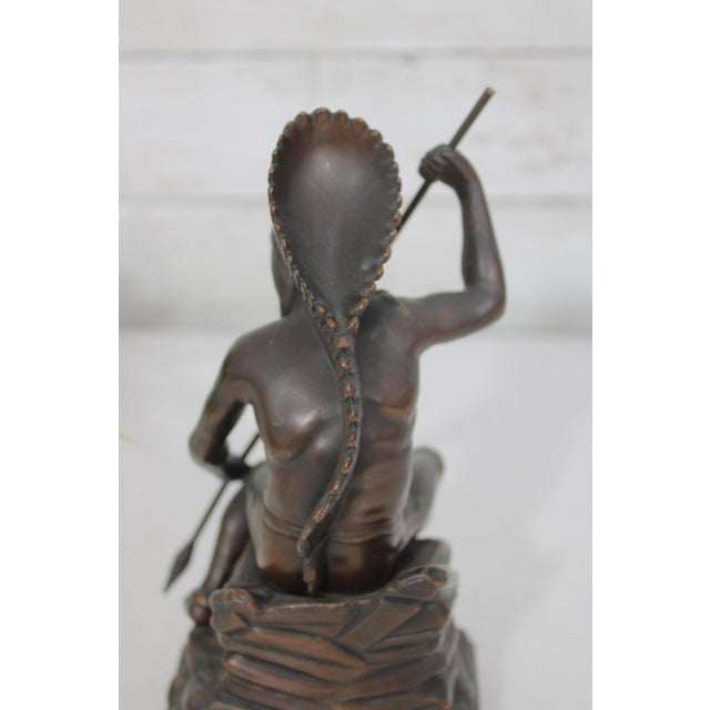 Antique Jennings Brothers Native American War Chief Bronze-Clad Sculpture J.b. 2245 For Sale - Image 10 of 14