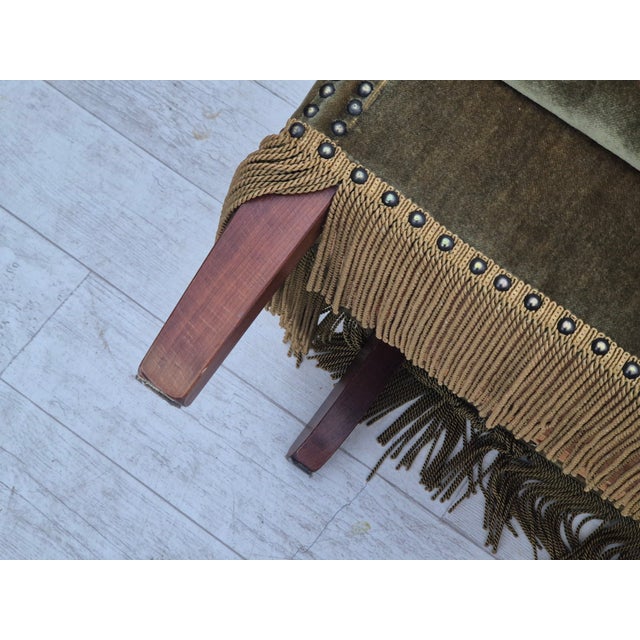 Vintage Danish Highback Chair in Furniture Velour For Sale - Image 14 of 18