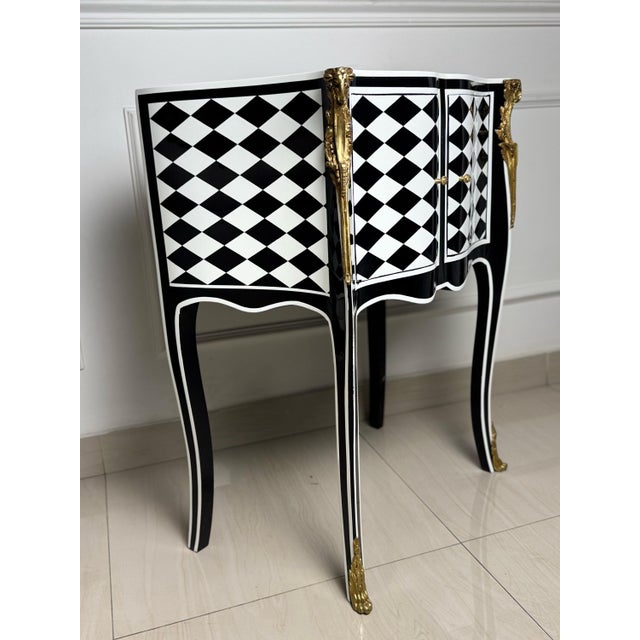 Wood Unique Louis XV Courtly Checkered Side Table For Sale - Image 7 of 8