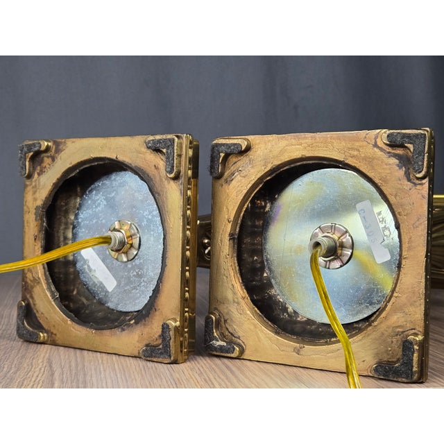 Pair Stiffel Brass Column Faux Candlestick Table Buffet Lamps For Sale - Image 17 of 17