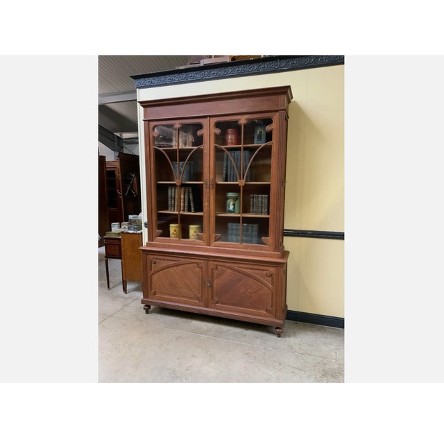 Wood Antique Art Nouveau Display Cabinet, 1890 For Sale - Image 7 of 10