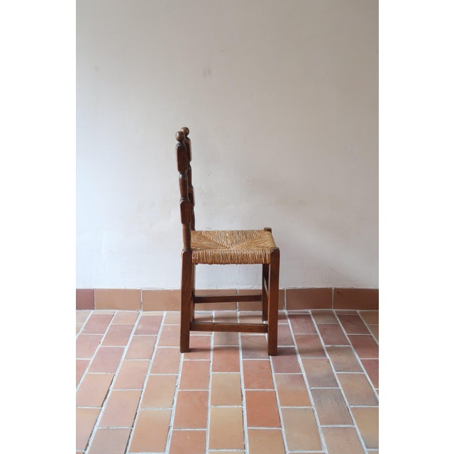 Charles Dudouyt Oak and Rush Dining Chairs in the style of Charles Dudouyt, France, 1940s, Set of 6 For Sale - Image 4 of 18