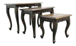 Louis XV Style Walnut Nesting Tables - Set of 3