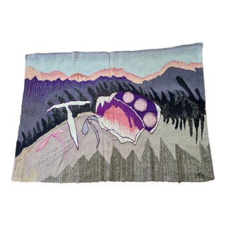 1980s Dinosaur Egg: Hand Woven Tapestry Primitive Flower Series For Sale