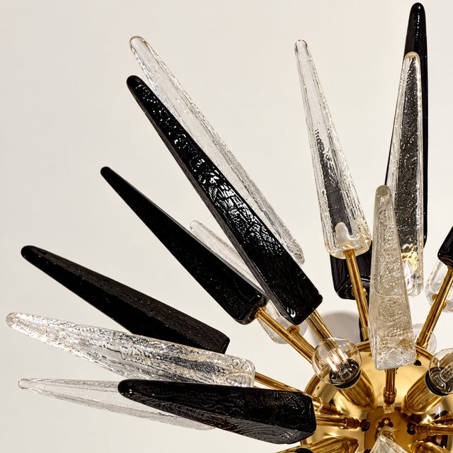 Sputnik Light with 51 Black and Transparent Murano Tips from Justfurnituress SRL For Sale - Image 6 of 10