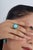 6.13ct Cabochon Turquoise & Emerald Halo Cocktail Ring in 14k White Gold Size 7 For Sale - Image 9 of 18