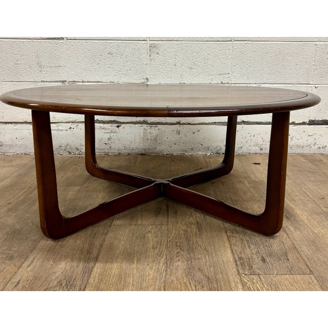 Wood Vintage Mid Century Modern MCM Round Coffee Table For Sale - Image 7 of 16
