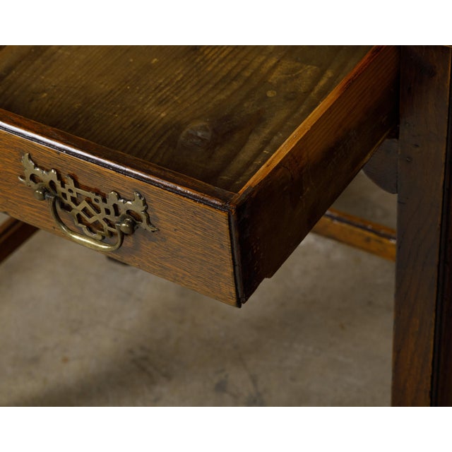 English Georgian Period 18th Century Oak Side Table with Carved Apron and Drawer For Sale - Image 11 of 12