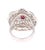3.61 Carat Ruby Rose Cut Diamond 14 Karat White Gold Cocktail Ring, Size 6 For Sale - Image 4 of 6