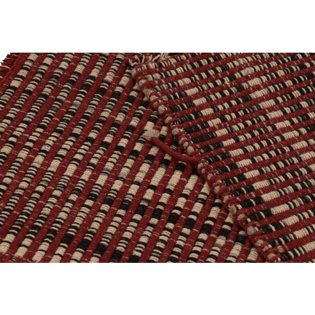 Beige Rug & Kilim's Accent Kilim, Red and Beige With Black Textural Stripes For Sale - Image 8 of 8