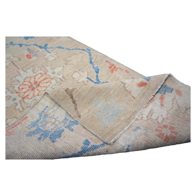 21st Century Turkish Oushak 3X12 Beige, Slate Blue, Ivory & Orange Handmade Runner Rug #1144198 For Sale - Image 11 of 12