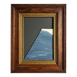 "Visualization" Abstract Art in Antique Frame, Seascape Painting Transitional Wall Art by JTS For Sale