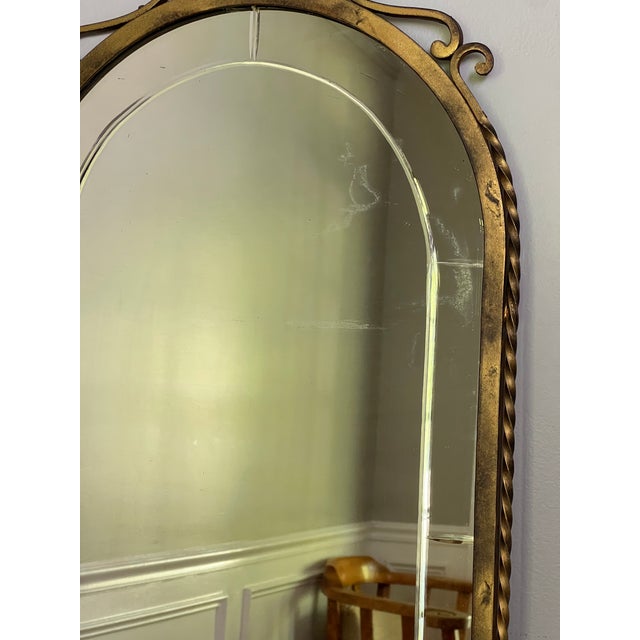Oscar Bach Attributed Gilded Iron Console With Beveled Mirror, Marble Top, C. 1920 For Sale - Image 14 of 18