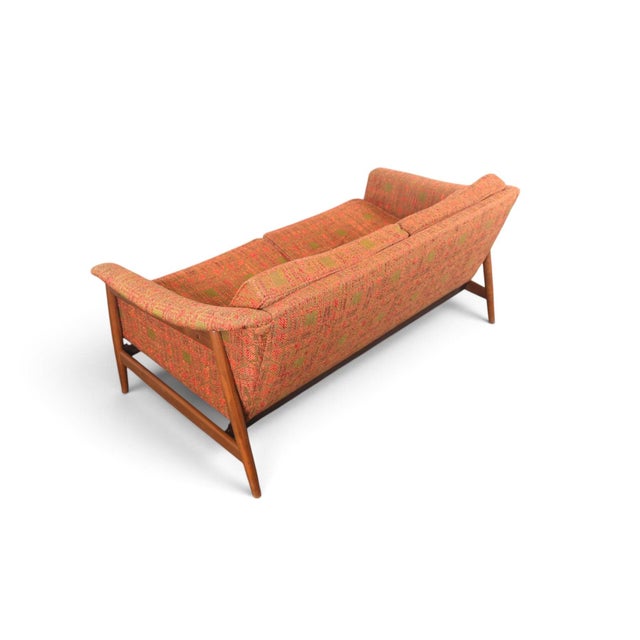 Brown Mid 20th Century Folke Ohlsson Walnut Framed Mid Century Loveseat For Sale - Image 8 of 11