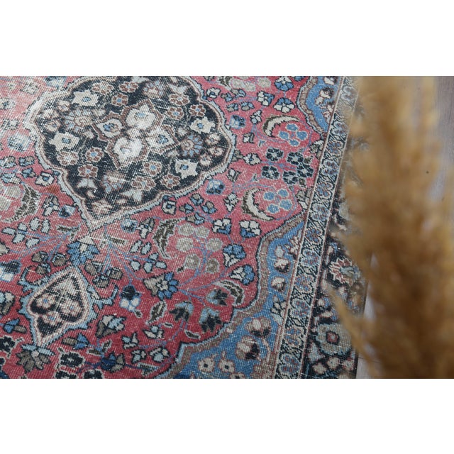 Red 1970s Vintage Persian Handmade Wool Cotton Red Area Rug For Sale - Image 8 of 11