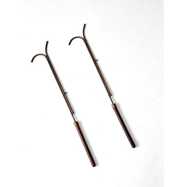 American Antique Copper Candle Lighters Pair For Sale - Image 3 of 9