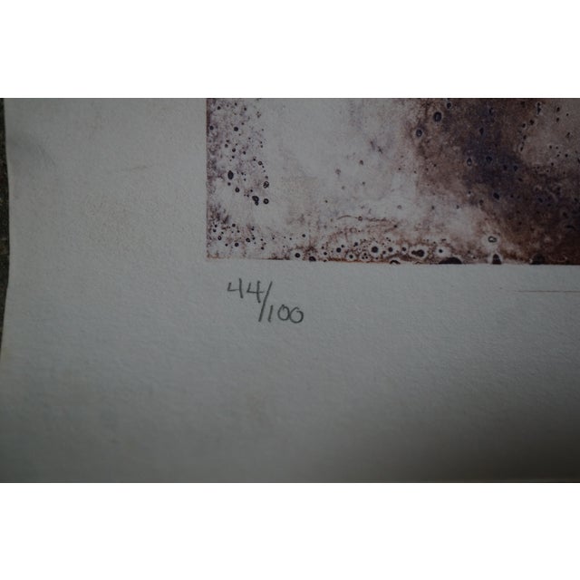 Printmaking Materials 1980 Signed Abstract Geometric Linear Planetary Surface Diagram Lithograph 25" For Sale - Image 7 of 12