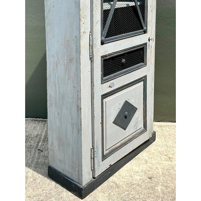 Vintage French Distressed Metal and Wood Cabinet For Sale - Image 11 of 18