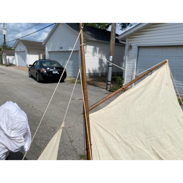 Late 20th Century Decorative Wood Red and White Model Sailboat For Sale - Image 4 of 10