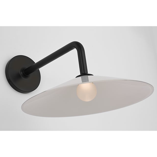 Amber Lewis for Visual Comfort Signature Ponce 9" Sconce in Modern Iron with Milk White Glass Shade For Sale In Houston - Image 6 of 10