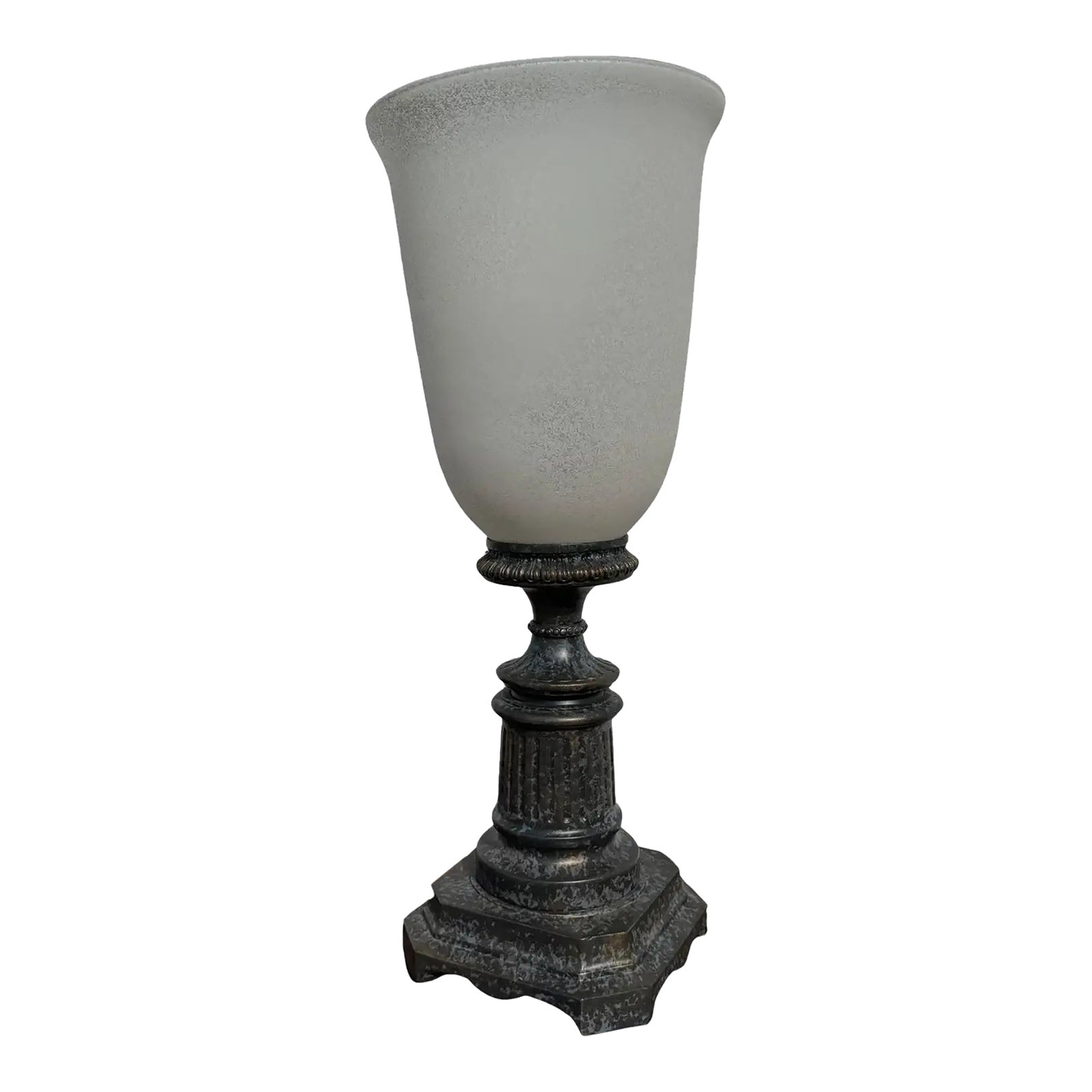 Late 20th Century Bronze Colored Table Top Torchiere Lamp With Shade ...
