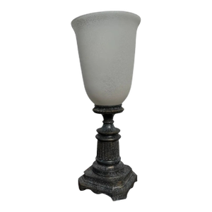 Late 20th Century Bronze Colored Table Top Torchiere Lamp With Shade