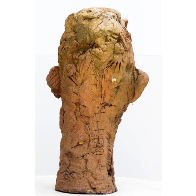 Early 21st Century Expressionist Ceramic Head Sculpture in Refractory Stoneware, 2010s For Sale - Image 5 of 16