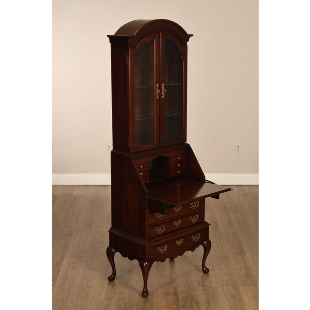 Late 20th Century Jasper Cabinet Queen Anne Style Cherry Secretary Desk For Sale - Image 5 of 18