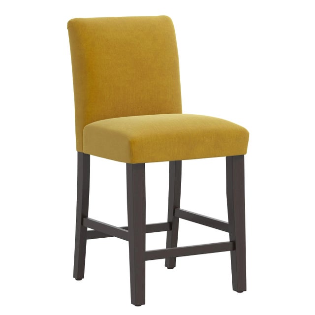 Yellow Chelsea Counter Stool in Citronella Luxe Velvet For Sale - Image 8 of 8