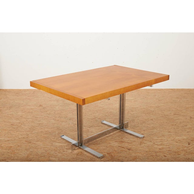 Table with Chrome-Plated Steel Frame and 4 Extensions For Sale - Image 3 of 14