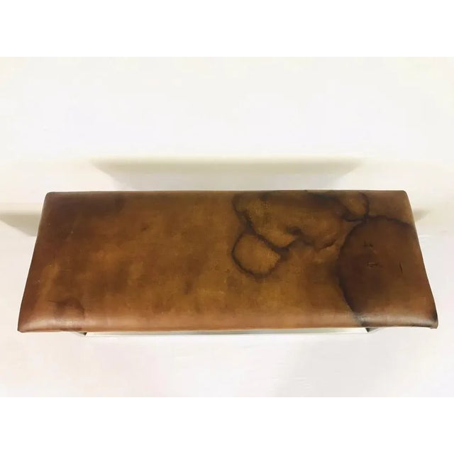 1940s Vintage Leather Bench,1940s For Sale - Image 5 of 9
