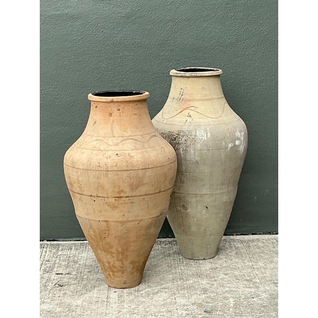 Tan Vintage Monumental Turkish Terracotta Vessels - A Pair For Sale - Image 8 of 12