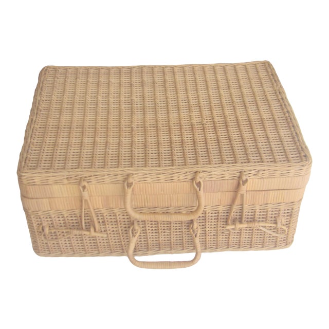Vintage Mid Century Wicker Picnic Basket Chairish