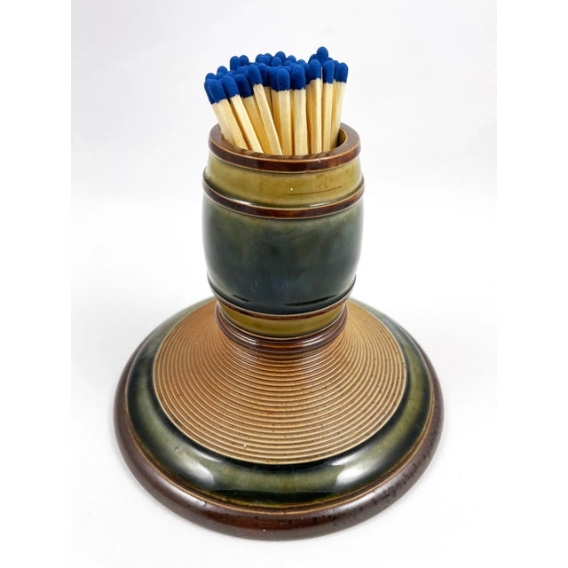English Antique Royal Doulton / Doulton Lambeth Ceramic Stoneware Match Striker For Sale - Image 3 of 7