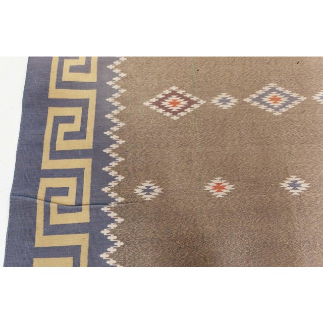 Mid 20th Century Doris Leslie Blau Vintage Indian Dhurrie Rug For Sale - Image 5 of 9