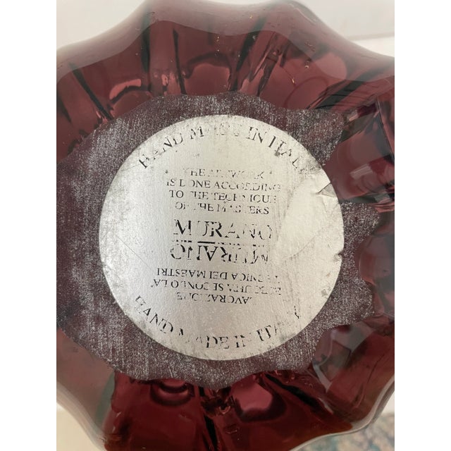 Mid 20th Century Vintage Murano MCM Purple Handblown Vase With Tag. Made in Italy For Sale - Image 5 of 10