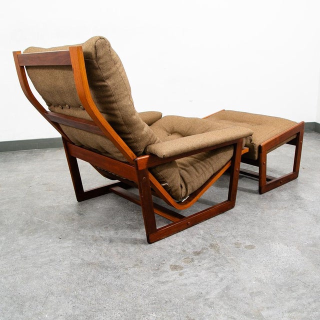 Mid Century Danish Modern Lounge Chair Lennart Bender Walnut Wood Bronze Vintage For Sale - Image 4 of 12