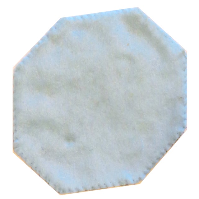 French Artisan-Made French Blue Needlepoint / Petit Point Coasters, Set of 8 For Sale - Image 3 of 3