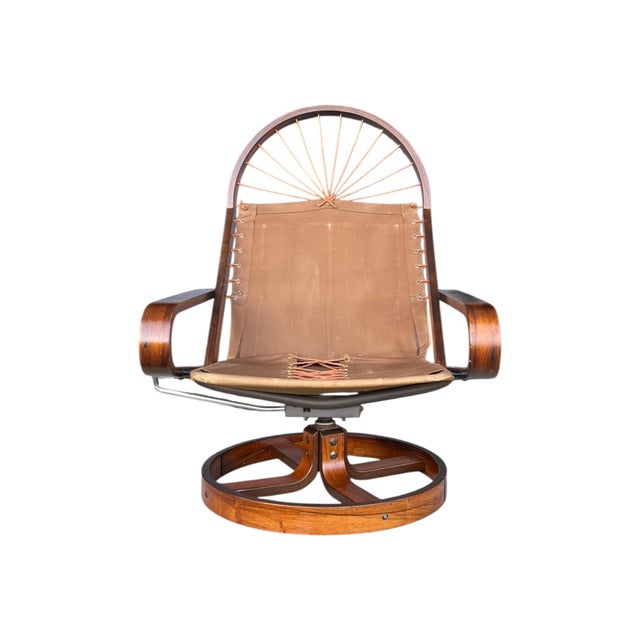 Norwegian Modern Rosewood Swivel Lounge Chair and Ottoman by Rykken & Co. For Sale - Image 9 of 17