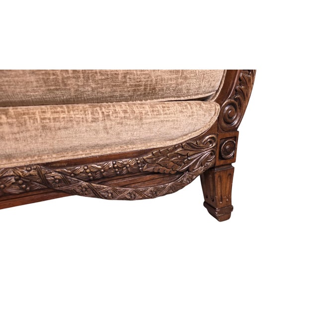 French Provincial Vintage 1996 Bassett French Provincial Carved Wood Sofa For Sale - Image 3 of 8