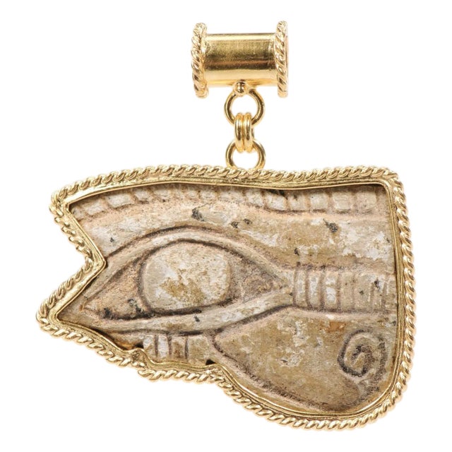 Eye of Horus Pendant W 21k Rope Trim & Bail For Sale