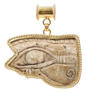 Eye of Horus Pendant W 21k Rope Trim & Bail