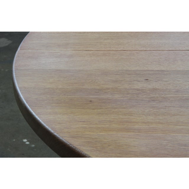 1970s Vintage Danish Modern Round Oak Table in the style of H. Kjærnulf, 1960s For Sale - Image 5 of 13