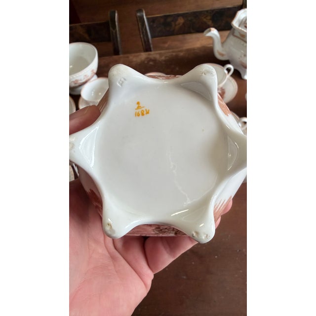 Ceramic Rare Antique English Bone China Bat Printed Tea Service, by Ridgway, Pattern 1684/2, Circa 1830s - 22 pcs For Sale - Image 7 of 18