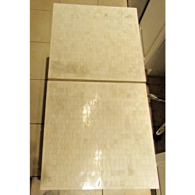 Matched Pair Tessellated Bovine Bone Parsons Style End Tables Circa 1980s For Sale - Image 10 of 12
